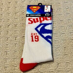 New Superman Novelty Crew Socks Size 6-12/13 - Men's/Women's -